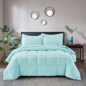 Queen Size Aqua 3 Piece Microfiber Reversible Comforter Set