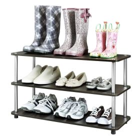 Espresso 3-Shelf Modern Shoe Rack & Holds Up to 12 Pair of Shoes