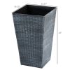 Set of 3 Grey Faux Rattan Plastic Tall Large Flower Pots