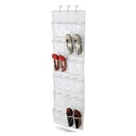 Clear White Shoe Organizer Shoe Rack - Hangs Over Door