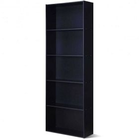 5-Shelf Storage Bookcase Modern Multi-Functional Display Cabinet Furniture-Black