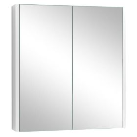 2 Tier Wall Mounted Bathroom Storage Cabinet with Double Mirror Doors and 2 Shelves