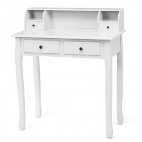 Removable Floating Organizer 2-Tier Mission Home Computer Vanity Desk-white