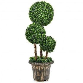 30" Artificial Topiary Triple Ball Tree Indoor and Outdoor UV Protection