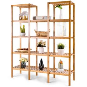 Bamboo Wood 4 Shelf Bookcase, Plant Stand or Display Shelving Unit