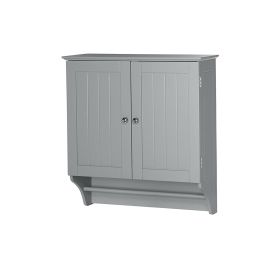 Gray 2-Door Bathroom Wall Cabinet with Towel Bar