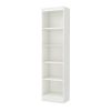 5-Shelf Narrow Bookcase Storage Shelves in White Wood Finish