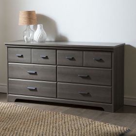 6-Drawer Double Dresser Wardrobe Cabinet in Grey Maple Finish