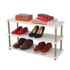 White 3 Shelf Modern Shoe Rack & Holds Up to 12 Pair of Shoes