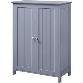 Gray Wood 2-Door Freestanding Bathroom Floor Cabinet Kitchen Storage Cupboard