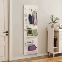 Wall Mounted Full Length Mirror with Dual Slide Design, Multifunctional Display Pane, 4 Removable Shelves & 4 Hanging Hooks Wall Mounted Full Length Mirror with Dual Slide Design, Multifunctional Display Pane, 4 Removable Shelves & 4 Hanging Hooks