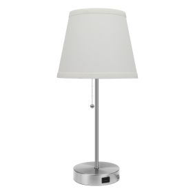 Jaydaliz 18" Satin Nickel Bedside Table Lamp with USB port