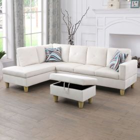 66.5" White Microfiber 3-Piece Living Room Sofa Set