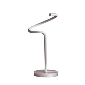 19" LED Matte White Curvilinear S-Curve Spiral Tube LED Table Lamp