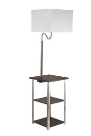 58" Tall" Dru" Square Side Table Floor Lamp with Charging and USB Port