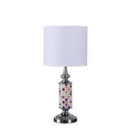 24" Vicki Chrome Bohemian Glass Mosaic Modern Table Lamp