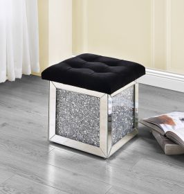 ACME Noralie OTTOMAN W/STORAGE Mirrored & Faux Diamonds AC00530