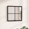 Black Metal Square Pane Wall Mirror