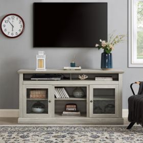 Contemporary Stone Gray TV Entertainment Console with Open and Closed Storage Space, Stone Gray