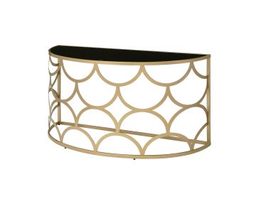 ACME Altus Console Table with Gold Finish and Half Moon Shape