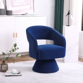 360° Swivel Blue Round Barrel Chair in Teddy Fabric