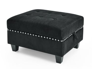 Ottoman for Modular Sectional, Black Velvet (25.5"x31.5"x19")