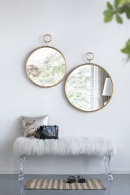 26" x 32" Circle Wall Mirror with Gold Metal Frame, Accent Mirror for Living Room, Entryway, Office