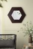 18.5" x 18.5" Hexagon Mirror with Dark Brown Solid Wood Frame