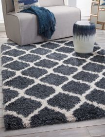 5' x 8' Blue and White Shag Area Rug