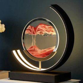 Moving Sand Art Picture Lamp with LED, 3D Round Sand, 3 Colors Art Light with Stand