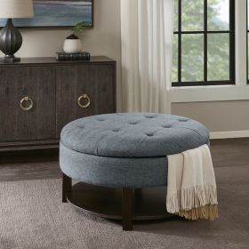 Round Storage Top Ottoman with Open Bottom Shelf