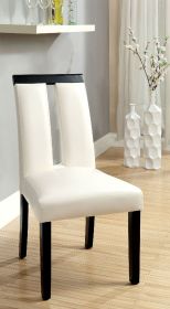 Set of 2 Leatherette Black And White Padded Chairs with Slit Back Design