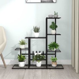 Multi-Tiered  Black Metal Plant or Display Stand with 8 Spacious Shelves