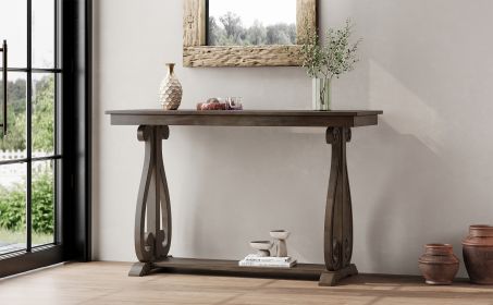 TREXM 48" Rustic Vintage Console Table, Farmhouse Style with Open Shelf and Sturdy Construction