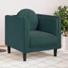 Dark Green Velvet Sofa Chair, Padded Seat, Armrest & Backrest with Button Tufted Pillow Cushion