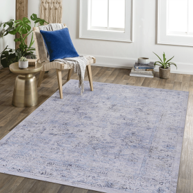 9' x 12' Naar Area Rug, Machine Washable, Low-Pile, Non-Slip, Non-Shedding, Foldable, Kid & Pet Friendly