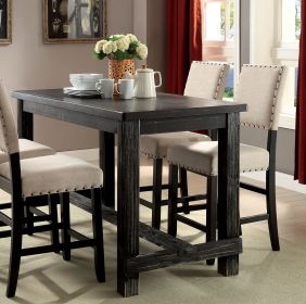 Antique Black Bold Distressed Counter Height Dining Table with Footrest