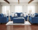 Blue Camero Fabric 4 Piece Neutral Textured Living Room Set