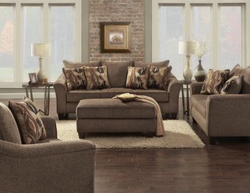 Brown Camero Fabric 4 Piece Living Room Sofa Set