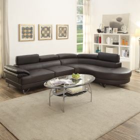 2 Piece Luxurious Sectional Sofa Set in Faux Leather and Flip-Up Headrests