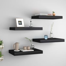 Floating Wall Shelves 4 pcs Black 15.7"x9.1"x1.5" MDF