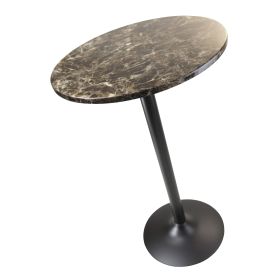 Round Cora Pub Table with Faux Marble Top and Black Base