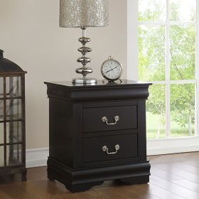 Louis Phillipe Black 2-Drawer Nightstand