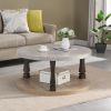 Mid-Century 2-Tier Round Coffee Table with Storage Shelf, Grey