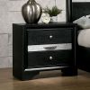 Contemporary 1pc Nightstand Black Finish Silver Accents Hidden Jewelry Drawer Nickel Round Knob Bedside Table Bedroom Furniture