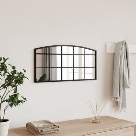 Wall Mirror Black 23.6"x11.8" Arch Iron