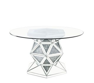 ACME Noralie Mirrored & Faux Diamonds Dining Table