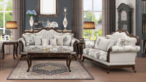 Gloria Traditional Style 2PC button tufted Living Room Set