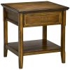 Side Table with Storage, Vintage End Table with Drawer and Open Shelf, Beside Table for Bedroom, Living Room, Dark Coffee