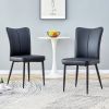 Set of 2 Black Dining Chairs, Curved Backrest and Cushion Seat with Black Metal Legs